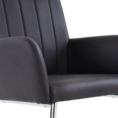 Eetkamerstoel Set – Stoel Eettafelstoel Zithoekstoel Bureaukamerstoel – Zwart Kunstleer – Metalen Zigzag Frame – Ergonomisch Comfort – Set Van 6