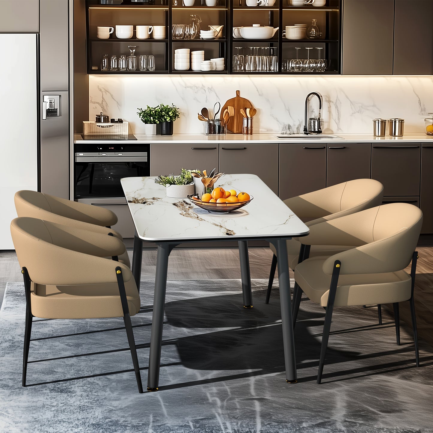Eetkamerstoelen – Stoelen – Dining Chairs – Keukenstoelen – Zitmeubilair – Set Van 2 – Microfiber Bekleding – Ergonomisch Design – Bruin Zwart