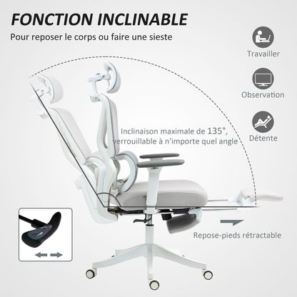 HOMCOM Office Chair Desk Chair - Adjustable Height, Reclining Backrest, 3D Armrests, Rotating Headrest, Adjustable Lumbar Support, Mesh Fabric Office Seat, 71x70x119cm, Black