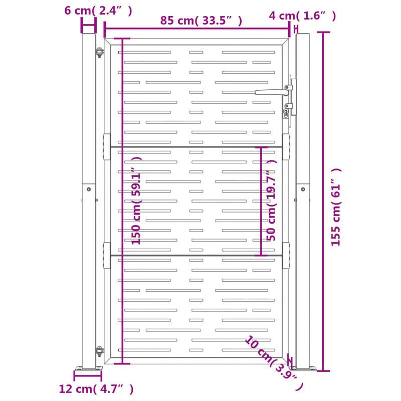 Tuinpoort – Hekpoort – Tuindeur – Schuttingdeur – Metalen Poort – Duurzaam Metaal – 104x155 cm – Antraciet Afwerking