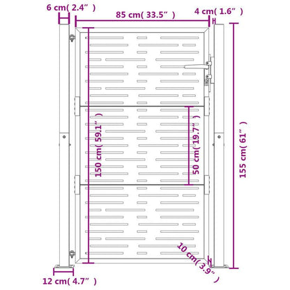 Tuinpoort – Hekpoort – Tuindeur – Schuttingdeur – Metalen Poort – Duurzaam Metaal – 104x155 cm – Antraciet Afwerking