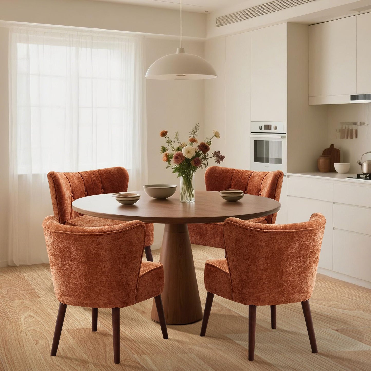 Brown Velvet Accent Chair in Mid-Century Modern Style, Featuring a Wingback Design, Button-Tufted Upholstery, Plush Thick Cushion, And Durable Wooden Legs, Ideal for Your Living Room, Bedroom, Guest Room, Or Home Office.