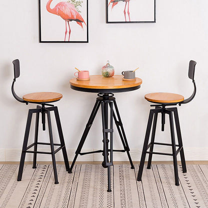 Barkrukken – Barstoelen – Keukenkrukken – Stoel Voor Keukeneiland – Industriële Barkrukken Zwart – Verstelbare Zithoogte 64-84 cm – Draaibaar Met Voetensteun – Set Van 2