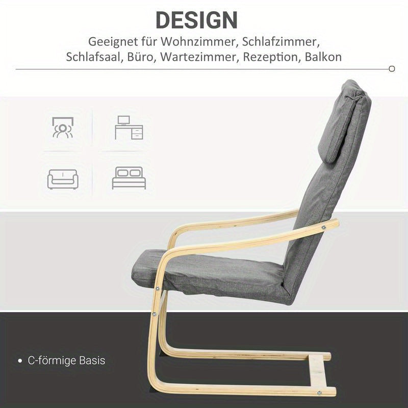 Modern Lounge Armchair with Headrest & Armrests - Gray -Look Upholstery, Frame & Foam - Easy Assembly Multifunctional Accent Chair for Living Room, Bedroom, Balcony - Beige/ (No Fabric