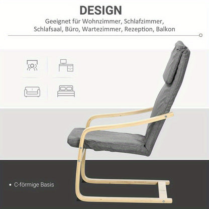 Modern Lounge Armchair with Headrest & Armrests - Gray -Look Upholstery, Frame & Foam - Easy Assembly Multifunctional Accent Chair for Living Room, Bedroom, Balcony - Beige/ (No Fabric