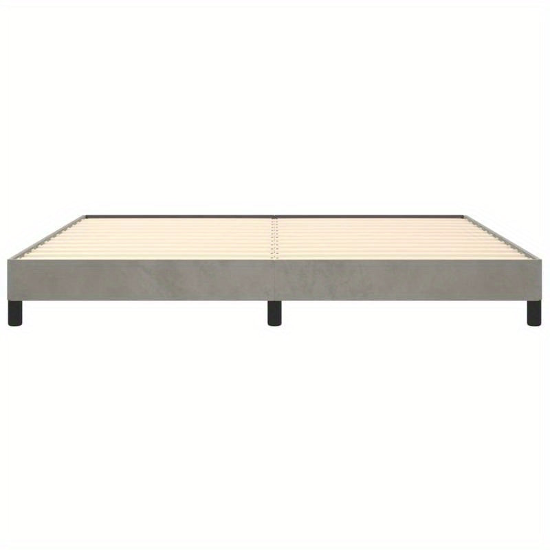 Modern Minimalist Bed Frame - Light Grey/Neutral Beige, Easy Assembly, Sturdy Wooden Platform Bed, No Box Spring Needed, Space-Saving Design for Small Rooms, Apartments, Guest Rooms - Mattress Not Included, Apartment Furnitur