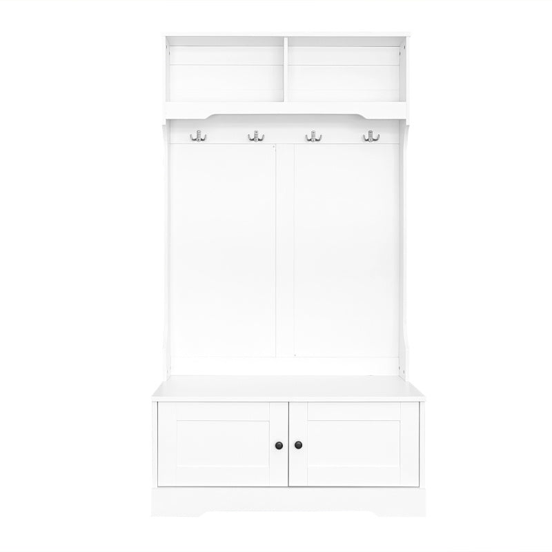 Halmeubel Wit – Kapstok – Schoenenkast – Entree Meubel – Opbergkast – Soft-Close Deuren – Geïntegreerde Zitbank Met Opbergruimte