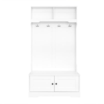 Halmeubel Wit – Kapstok – Schoenenkast – Entree Meubel – Opbergkast – Soft-Close Deuren – Geïntegreerde Zitbank Met Opbergruimte