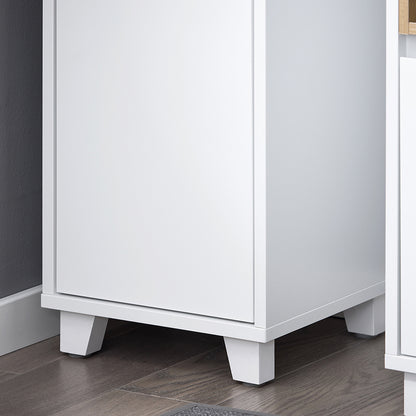 Badkamerkast – Kolomkast – Opbergkast – Wastafelonderkast – Hoge Kast – Smal Design – MDF & Spaanplaat – 30x170x30 cm – Wit – 2 Deuren en 2 Open Vakken