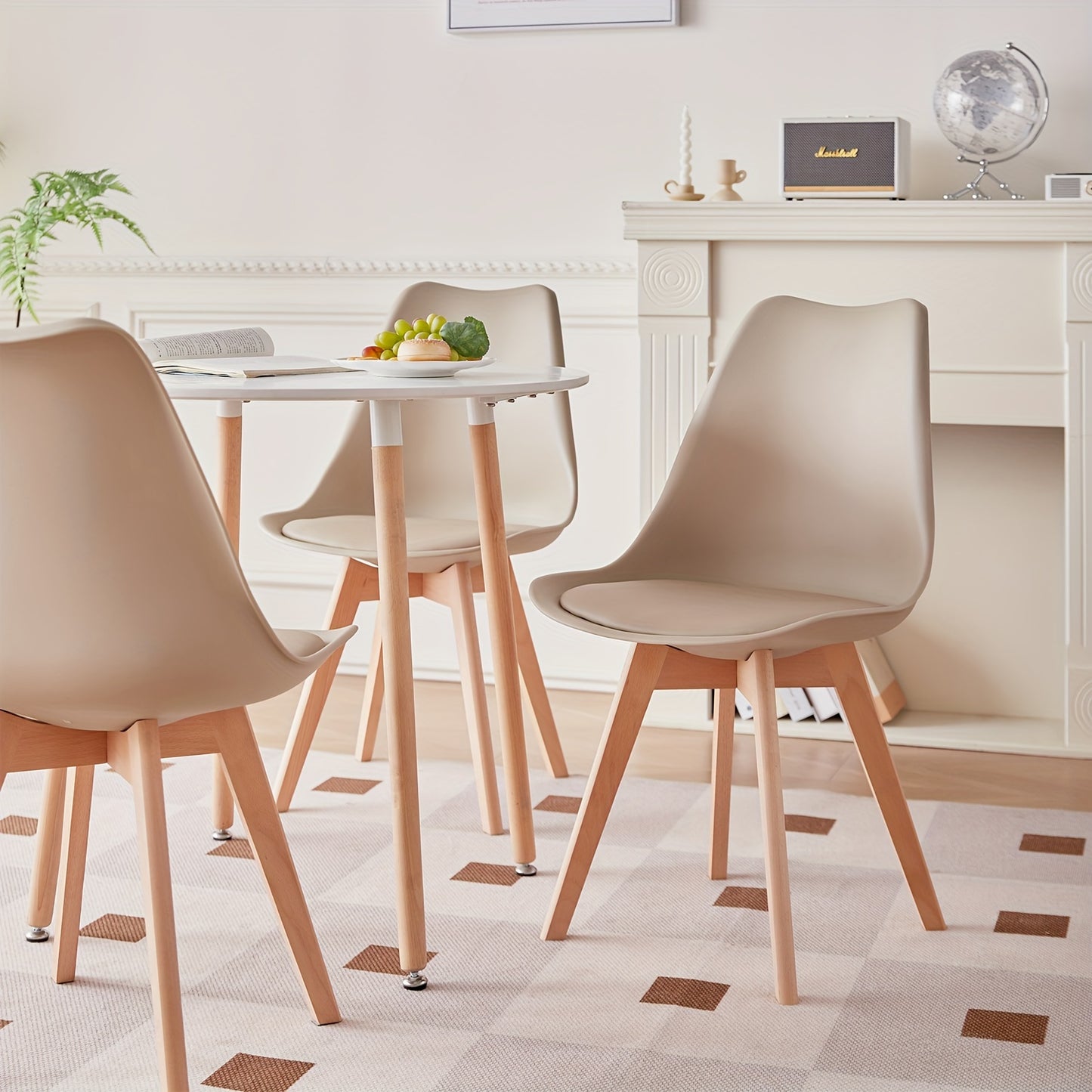 Eetkamerstoelen – Stoelen – Keukenstoelen – Bureaustoelen – Retro Stoelen – Licht Beige – Ergonomisch Ontwerp – Massief Beukenhout