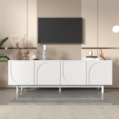 Modern White TV Cabinet, 175 X 38 X 56cm, Adjustable Shelves, Lightweight Low-profile TV Furniture, Luxury Style, Living Room Furniture, Tv Stand, Contemporary Furniture, Minimalist Style, Metal Construction, Highquality Mate