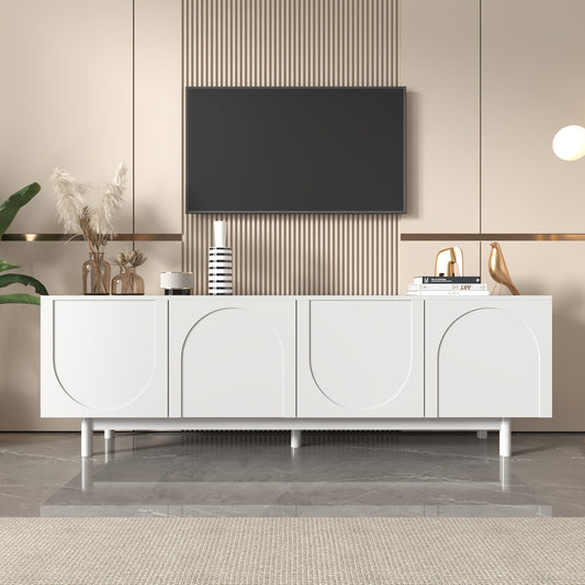 Modern White TV Cabinet, 175 X 38 X 56cm, Adjustable Shelves, Lightweight Low-profile TV Furniture, Luxury Style, Living Room Furniture, Tv Stand, Contemporary Furniture, Minimalist Style, Metal Construction, Highquality Mate