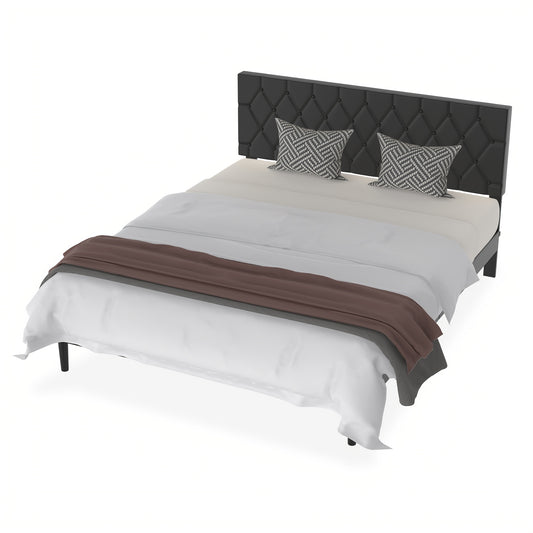 Gestoffeerd Bed – Bedframe – Slaapbank – Boxspring – Ledikant – Zachte Stof Bekleding – Max. Draagkracht 300 Kg – Zwart – 160x200 cm