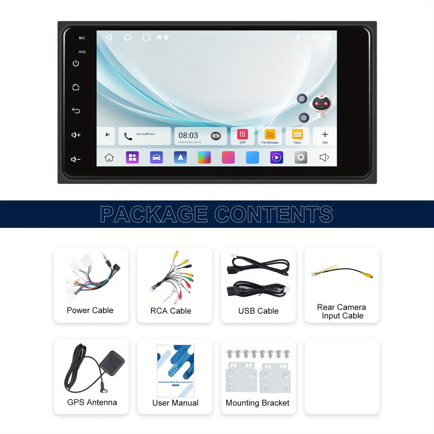 2G+64G Car Radio Stereo for Toyota Corolla 2003-2008/ Camry 2002-2006/ Highlander 2001-2007/ RAV4 2001-2005, Wireless CarPlay/ Android Auto 17.78cm IPS Touch Screen Android 13 WiFi DSP Camera