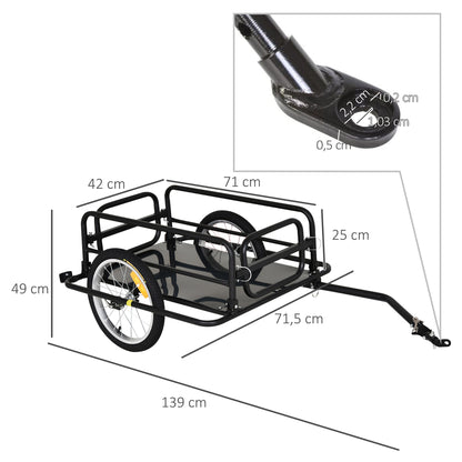 Fietskar – Fietsaanhanger – Bagagekar – Transportkar – Aanhangwagen – Stalen Frame – 70 Liter Inhoud
