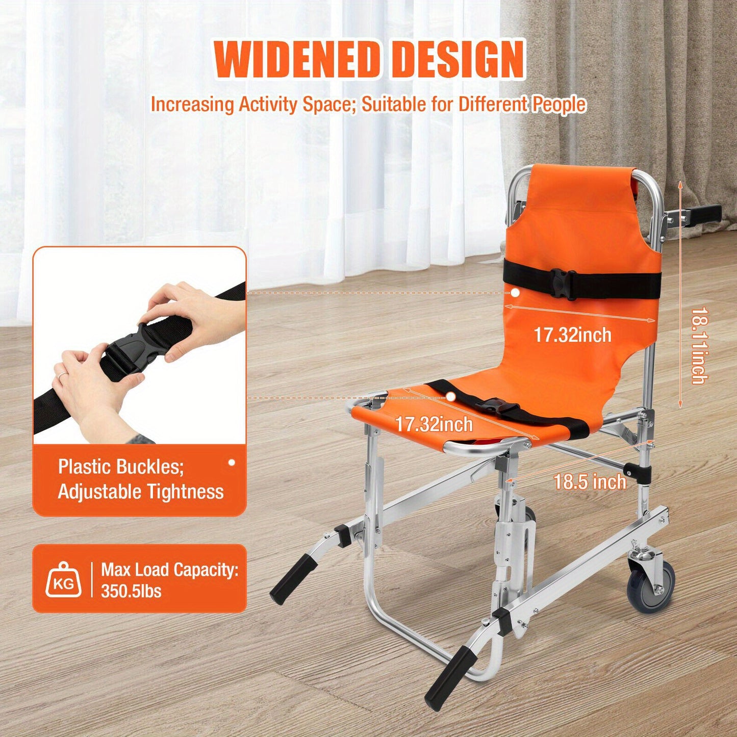 Trapliftstoel – Trapstoel – Opvouwbare Stoel – Draagbare Stoel – Noodstoel – Lichtgewicht Aluminium Frame – Nonslip Rubber Wielen & Verstelbare Handgrepen