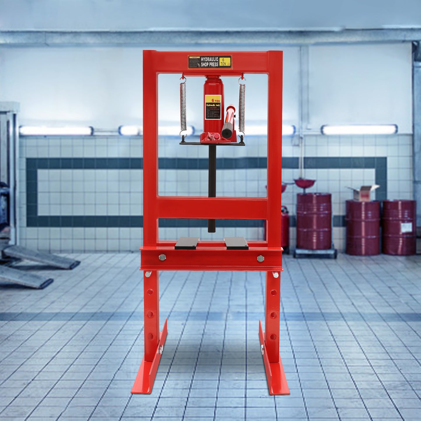 Hydraulische Pers – Werkplaatspers – Persmachine – Garagepers – Mechanische Pers – 6 Ton Capaciteit – Stalen Platte Met Braamvrije Afwerking