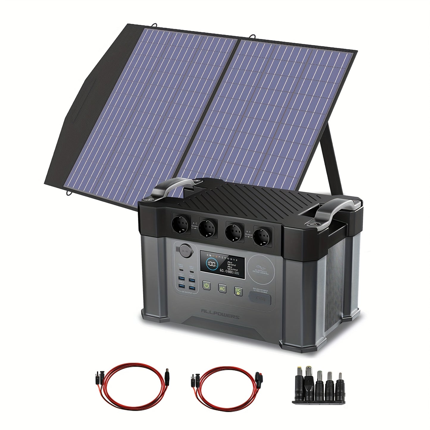 Powerstation – Mobiele Generator – Draagbare Accu – Noodstroomvoorziening – Zonnepaneel – 1500Wh Capaciteit – 2400W Continu Vermogen