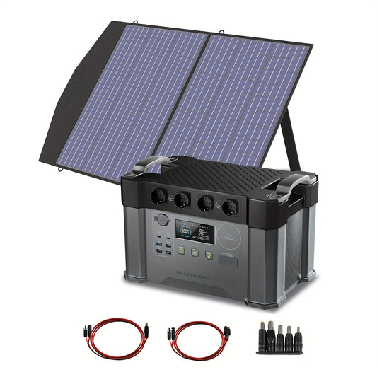 Powerstation – Mobiele Generator – Draagbare Accu – Noodstroomvoorziening – Zonnepaneel – 1500Wh Capaciteit – 2400W Continu Vermogen