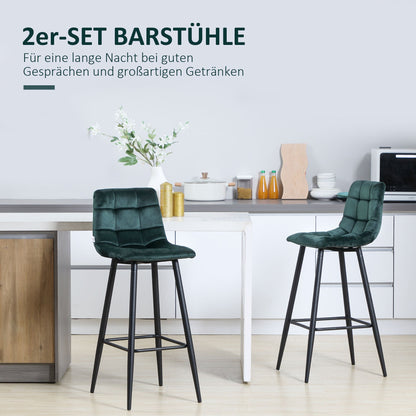 Barkruk – Barstoel – Kruk – Barkrukset – Barstoelset – Groen – Zachte Zitting – Duurzaam Stalen Frame – 42 x 47 x 105 cm