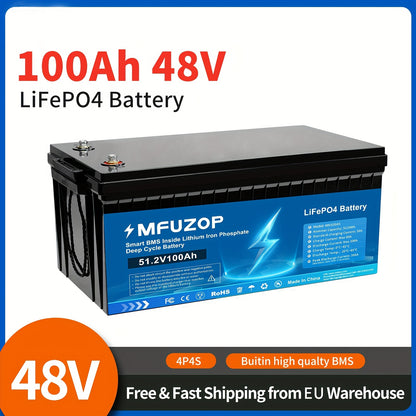 LiFePO4 Accu – Lithium Batterij – Zonne-energie Accu – Camper Accu – Deep Cycle Accu – 48V 100Ah Capaciteit – 15000+ Levensduur Cycli