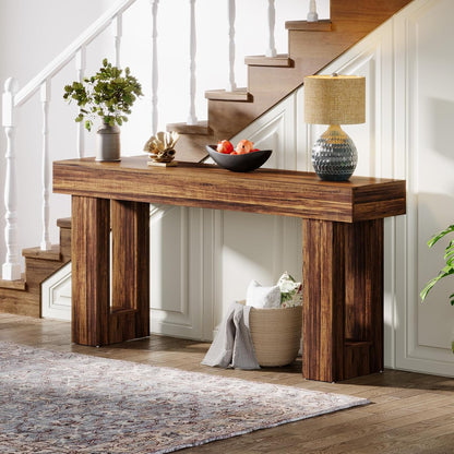 Vintage Sidetable – Wandtafel – Sofa Tafel – Haltafel – Console Tafel – 160 cm Lang – Robuust Houten Rustic Bruin