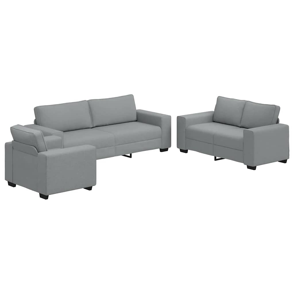 Bankenset – Loungeset – Zithoek – Bankcombinatie – Hoekbank – Polyester Bekleding – Robuust Metaal-Houten Frame – Grijs