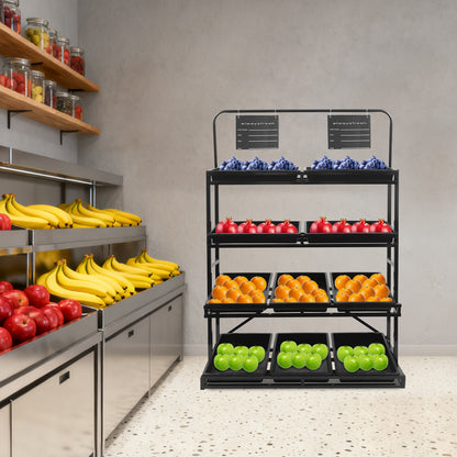 Winkelstandaard – Vloerdisplay – Productrek – Verkoopdisplay – Mandjesrek – 10 Mandjes – Draagkracht 100 kg – Zwart Gecoat IJzer