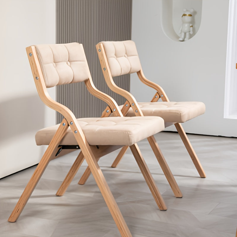 2-Pack Folding Chairs with Cushions - Heavy-Duty Metal Frame & Khaki Cushioned Seats, Space-Saving Folding Mechanism, Easy Assembly for Indoor/ Use - Modern Beige/ Brown Folding Dining Chairs for Weddings, Parties, Offices, B