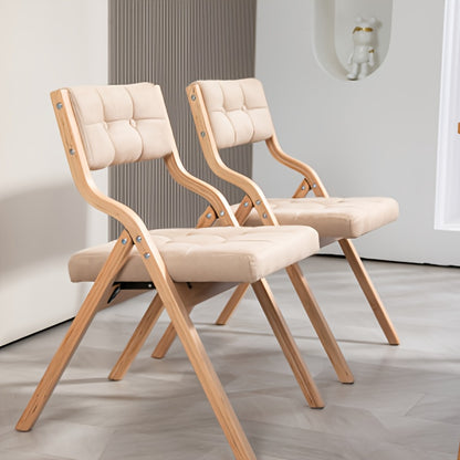 2-Pack Folding Chairs with Cushions - Heavy-Duty Metal Frame & Khaki Cushioned Seats, Space-Saving Folding Mechanism, Easy Assembly for Indoor/ Use - Modern Beige/ Brown Folding Dining Chairs for Weddings, Parties, Offices, B
