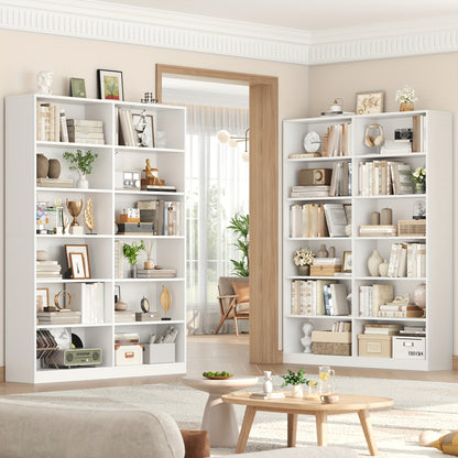 Boekenkast – Boekplank – Opbergkast – Wandrek – Displayrek – 2-laags Massief Eikenhout – Anti-Kantel Veiligheidssysteem