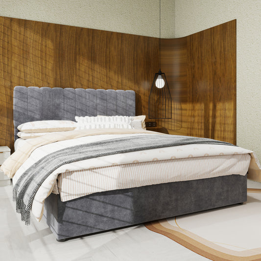 Bedframe – Bed – Tweepersoonsbed – Platformbed – Opbergbed – Gestoffeerd Hoofdeinde – 140x200 cm – Gasveer Opbergruimte