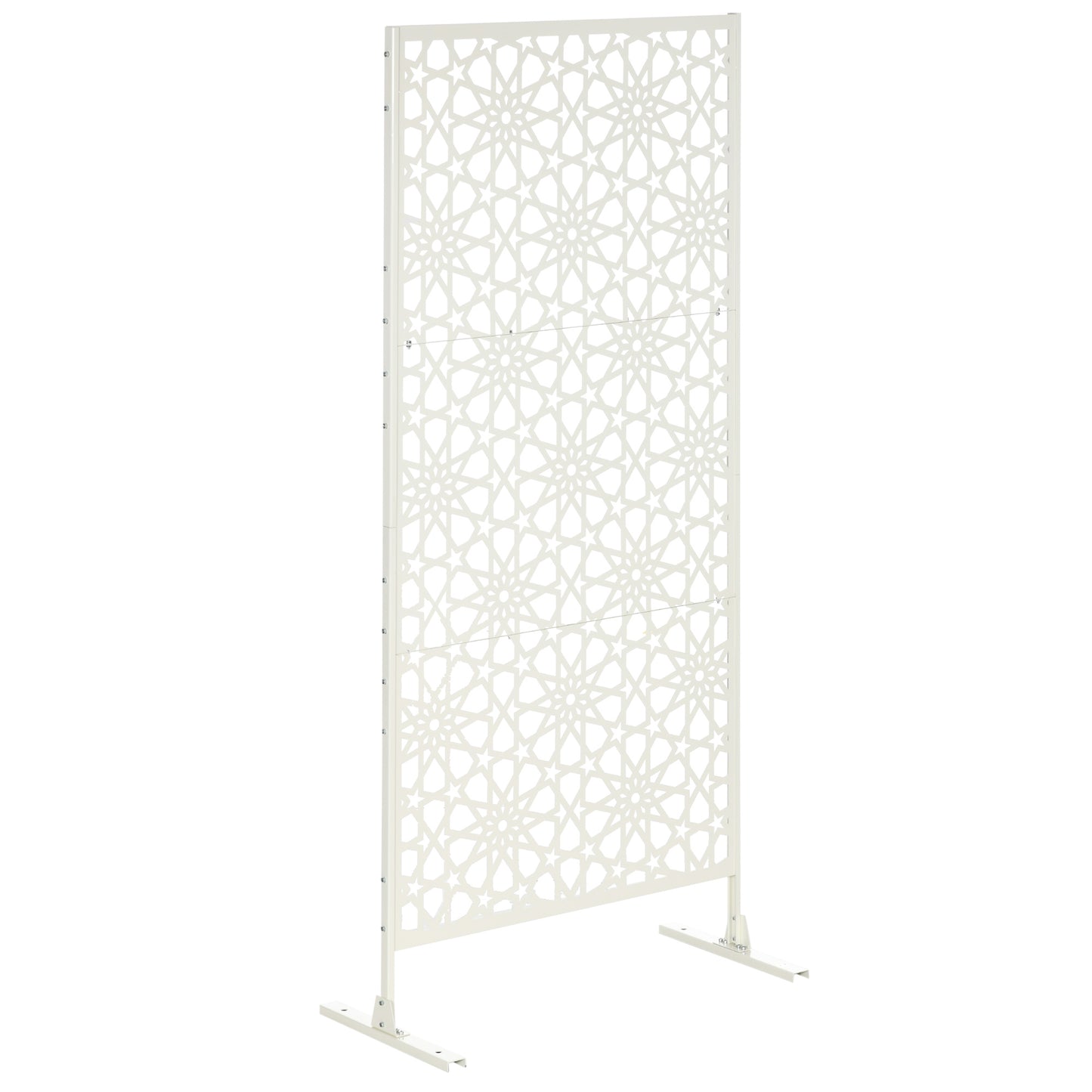 Schermwand – Kamerscherm – Tuinafscheiding – Privacywand – Wit Decoratief Metaal – Weerbestendig Epoxy Coating – 92 x 45 x 198 cm