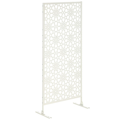 Schermwand – Kamerscherm – Tuinafscheiding – Privacywand – Wit Decoratief Metaal – Weerbestendig Epoxy Coating – 92 x 45 x 198 cm