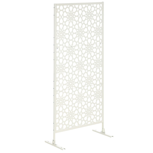 Schermwand – Kamerscherm – Tuinafscheiding – Privacywand – Wit Decoratief Metaal – Weerbestendig Epoxy Coating – 92 x 45 x 198 cm