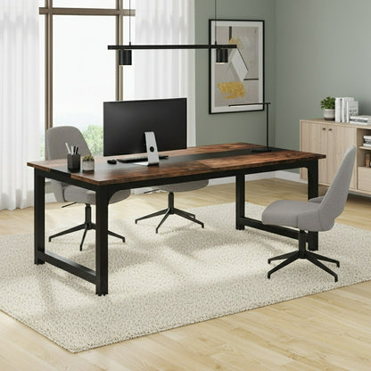 Industrieel Bureau – Werkplek – Schrijftafel – Computerbureau – Vergadertafel – Vintage Bruin/ Zwart – 160 cm Breed – Stevige Metalen Poten – Ruim Werkblad – Veel Beenruimte