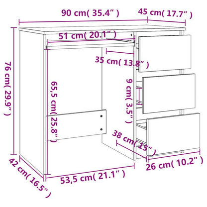 Bureau – Werkplek – Computerbureau – Thuiswerkplek – Schrijftafel – Grijs Sonoma – Compact 90x45x76 cm – Stevig Houtachtig Materiaal