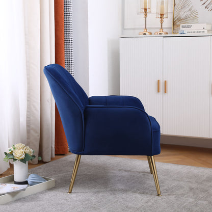 Leisure Fauteuil – Relaxstoel – Velvet Stoel – Leesstoel – Zitsfauteuil – Donkerblauw – Zacht Velvet – Compact Ontwerp