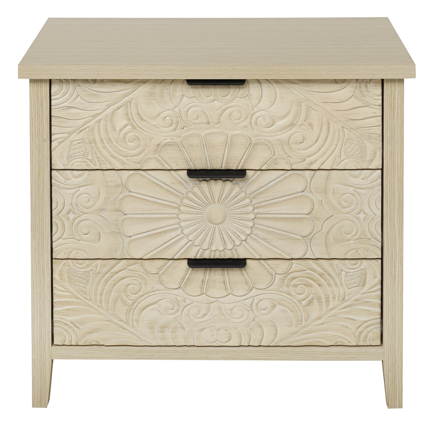 Opbergkast – Ladekast – Bergkast – Nachttafel – Dressoir – Khaki Rattan – 3 Laden – Compact Design
