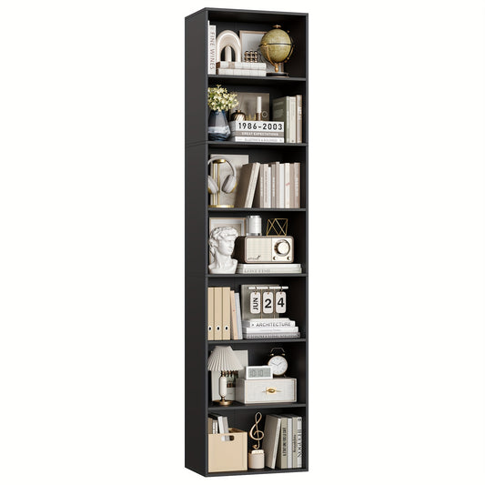 Boekenkast – Boekenrek – Vakkenkast – Opbergkast – Wandkast – Verstelbare Planken – Zwart Hout-Kunststof – Vrijstaand