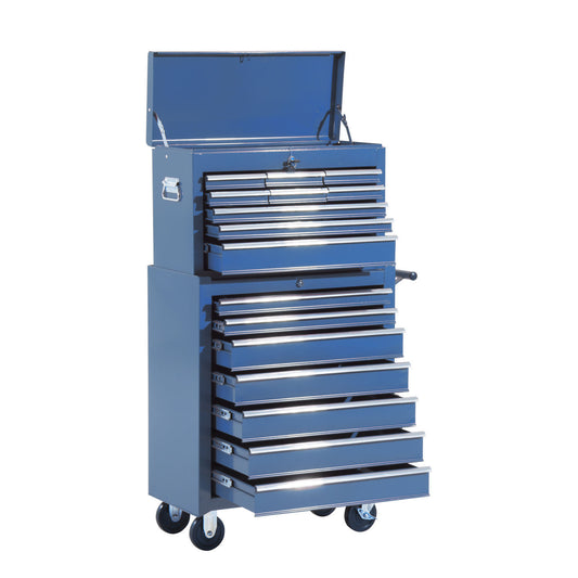 Mobiele Werkplaatswagen – Gereedschapswagen – Werkplaatswagen – Trolley – Gereedschapskist – 16 Laden Met Slot – Robuust Stalen Frame – Rood