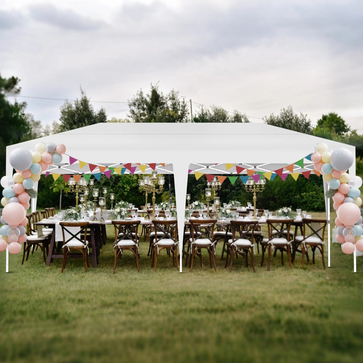 Partytent – Vouwtent – Paviljoen – Tuintent – Feesttent – 3x6 m – Verstelbare Hoogte 2,44-2,64 m – Waterafstotend Oxford Polyester – Stevig Stalen Frame
