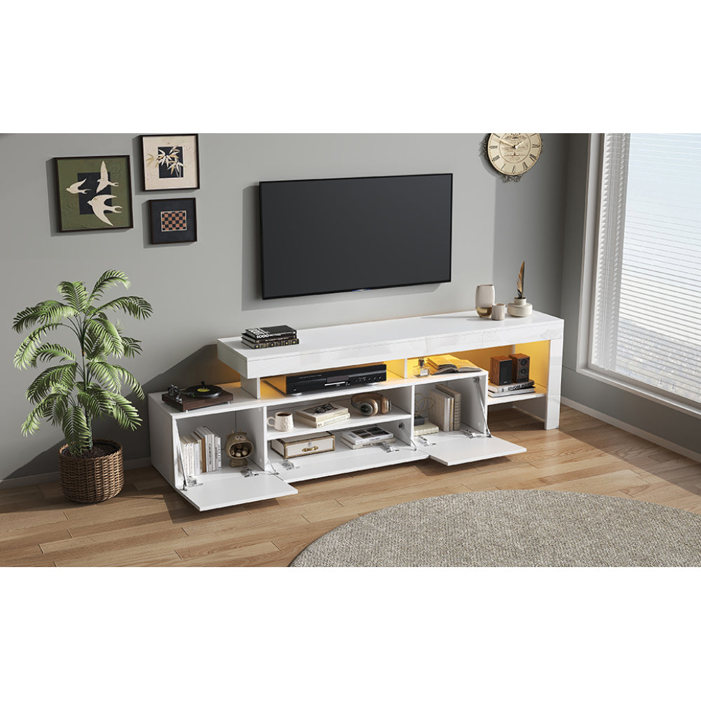 Tv-meubel – TV-kast – Mediameubel – Entertainmentmeubel – Dressoir – Wit – 3 Gesloten Kasten – Geschikt voor 85 Inch TV