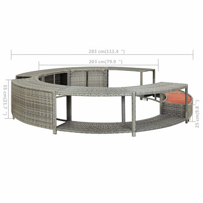 Hot Tub Afwerkset – Spa Rand Bescherming – Jacuzzi Ombouwset – Hot Tub Renovatie Kit – Zwarte Spa Accessoires – Waterbestendig Eucalyptus Hout – Ingebouwde Opbergruimte Met Batterijvak - Grijs