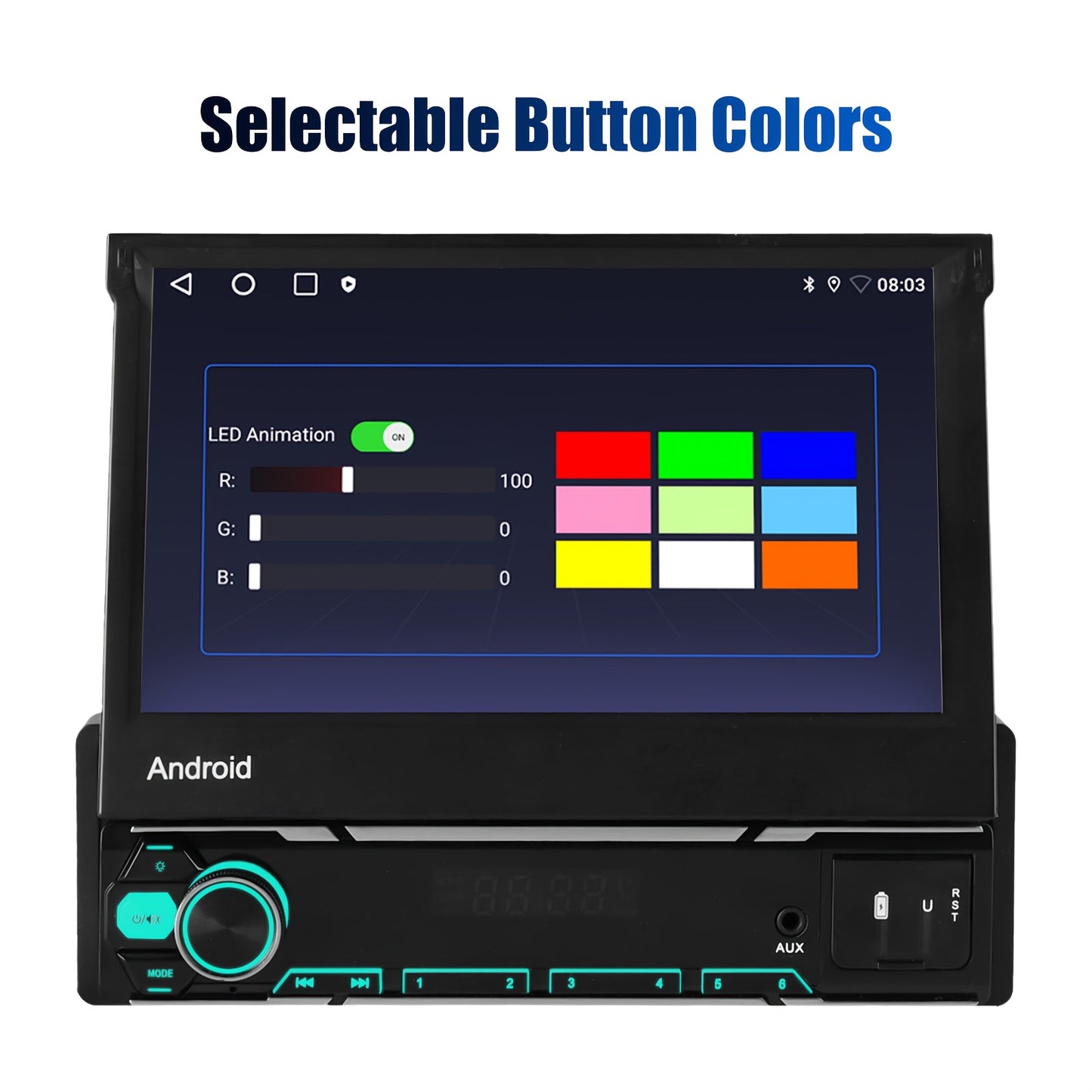 Multifunctionele Android Autoradio – Auto Stereo – Multimedia Speler – 1-DIN Radio – Inbouw Radio – 7 Inch Uitklapbaar IPS Touchscreen – Draadloze CarPlay & Android Auto – 2GB+32GB Variant