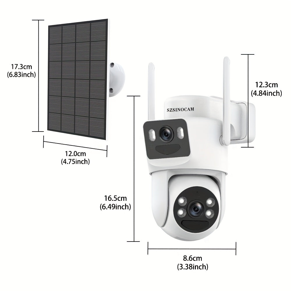 Draadloze Beveiligingscamera – Bewakingscamera – Outdoor Camera – Wifi Camera – IP66 Camera – 3 Stuks – 2K Dual-Lens – Zonne-energie Met PTZ 355° Draaifunctie