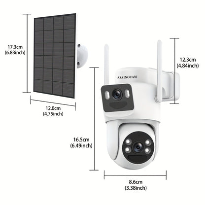 Draadloze Beveiligingscamera – Bewakingscamera – Outdoor Camera – Wifi Camera – IP66 Camera – 3 Stuks – 2K Dual-Lens – Zonne-energie Met PTZ 355° Draaifunctie