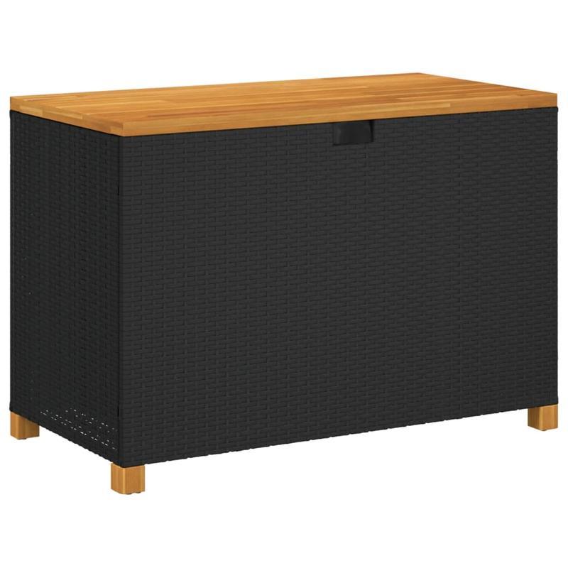Tuinkist – Opbergkist – Tuinbox – Buitenopberger – Balkonbox – Zwart – 110x55x63 cm – Duurzaam Poly Rattan & Acaciahout
