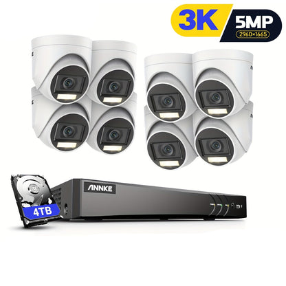 Beveiligingssysteem – Camerabewaking – Video Surveillance – Toezicht Camera – CCTV Set – 16-Kanaals DVR Recorder – 8x 3K Camera’s Met Microfoon – AI Detectie & 4TB Opslag