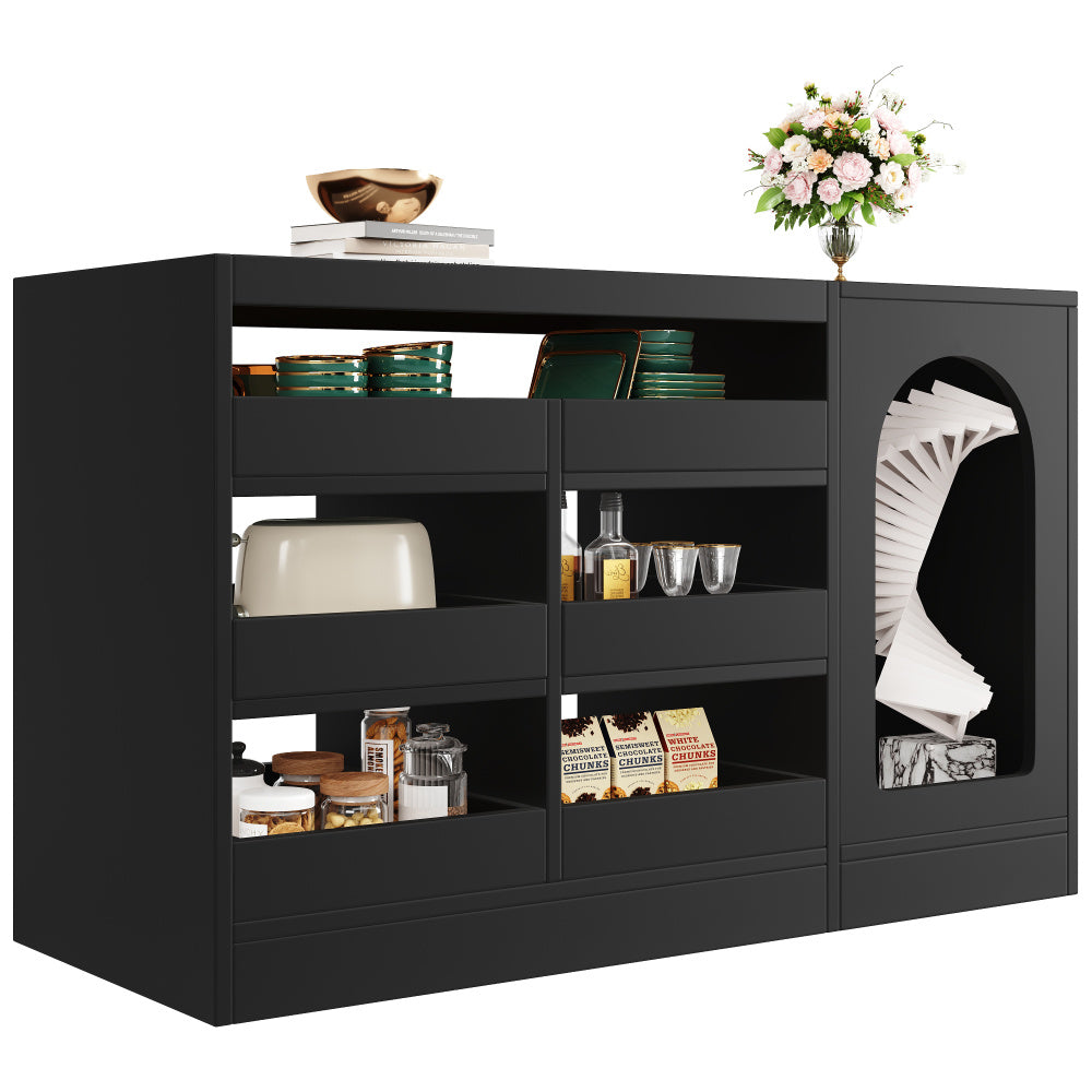 Dressoir – Sideboard – Ladekast – Opbergkast – Buffetkast – Zwart – Ruime Lades – Minimalistisch Design